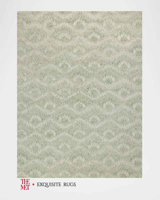 Bargello Hand-Tufted Light Green Rug, 9' x 12'